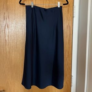J Crew Midi Silk Slip Skirt, Navy